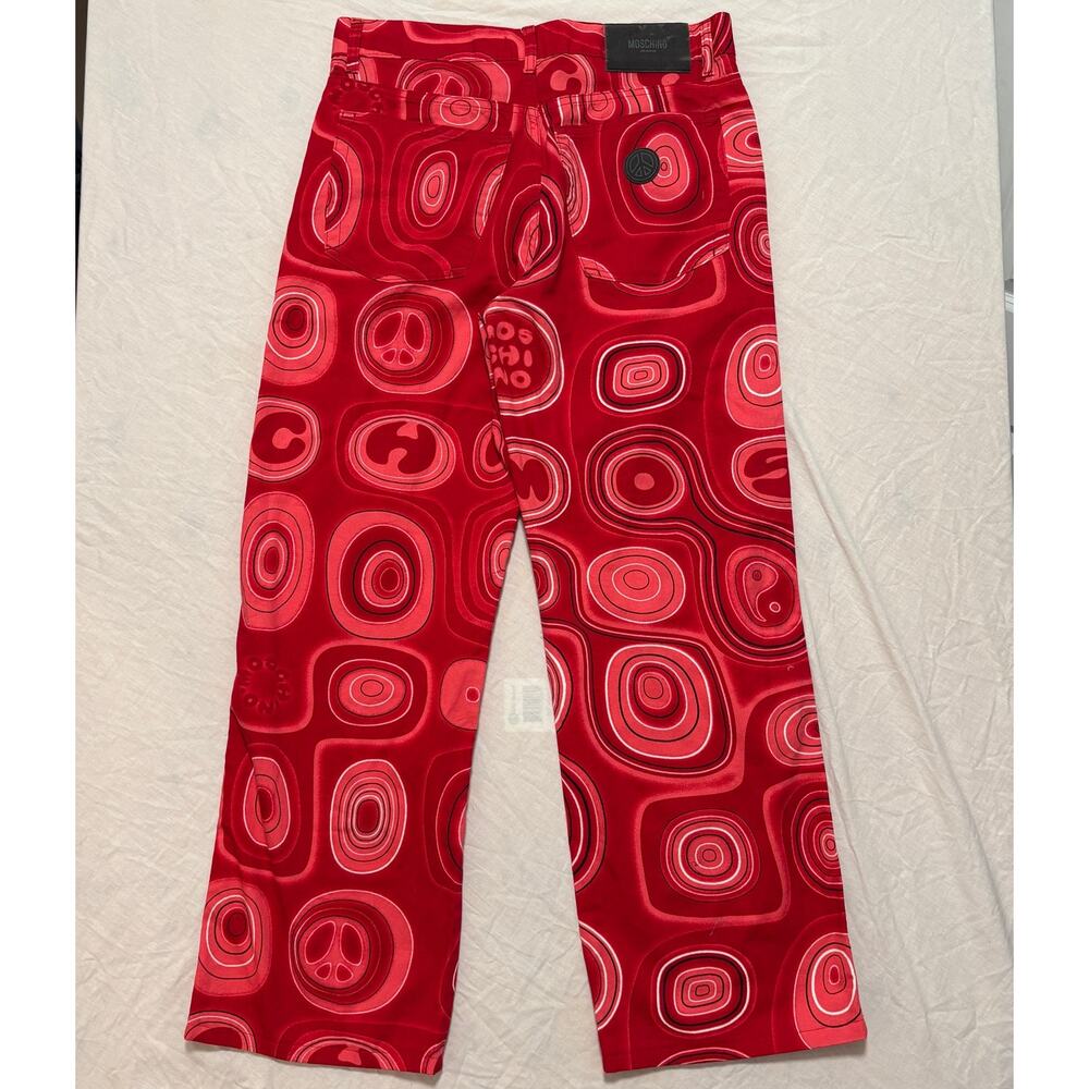 VTG 90's Red Moschino Peace Sign Jeans Grail SZ 32" - Picture 5 of 7